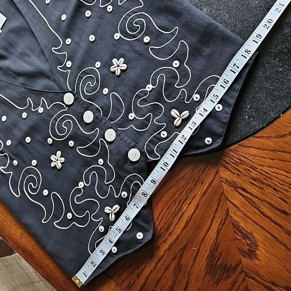 Cleo Black White 4 Button Cotton Lightweight Sleeveless Vest Size Small - Picture 14 of 14